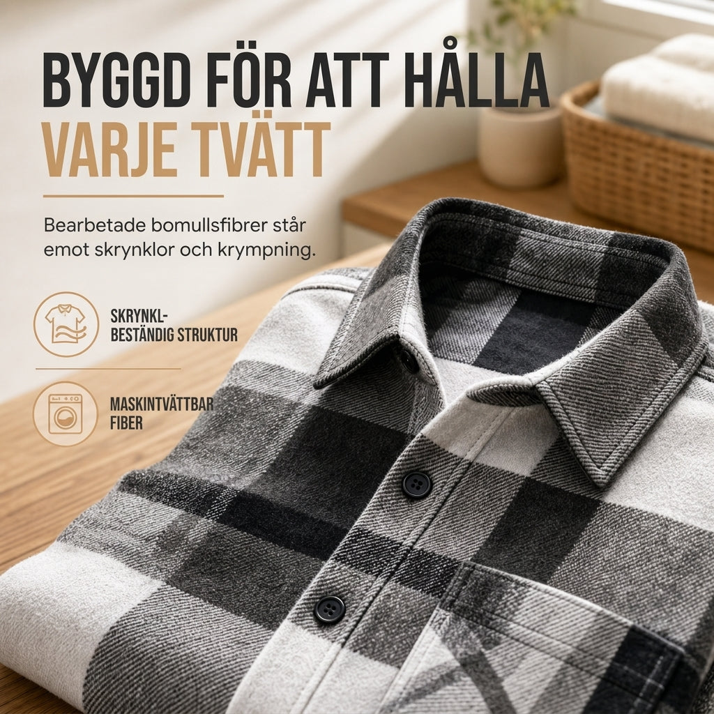 Casual rutig flannelskjorta för män-6