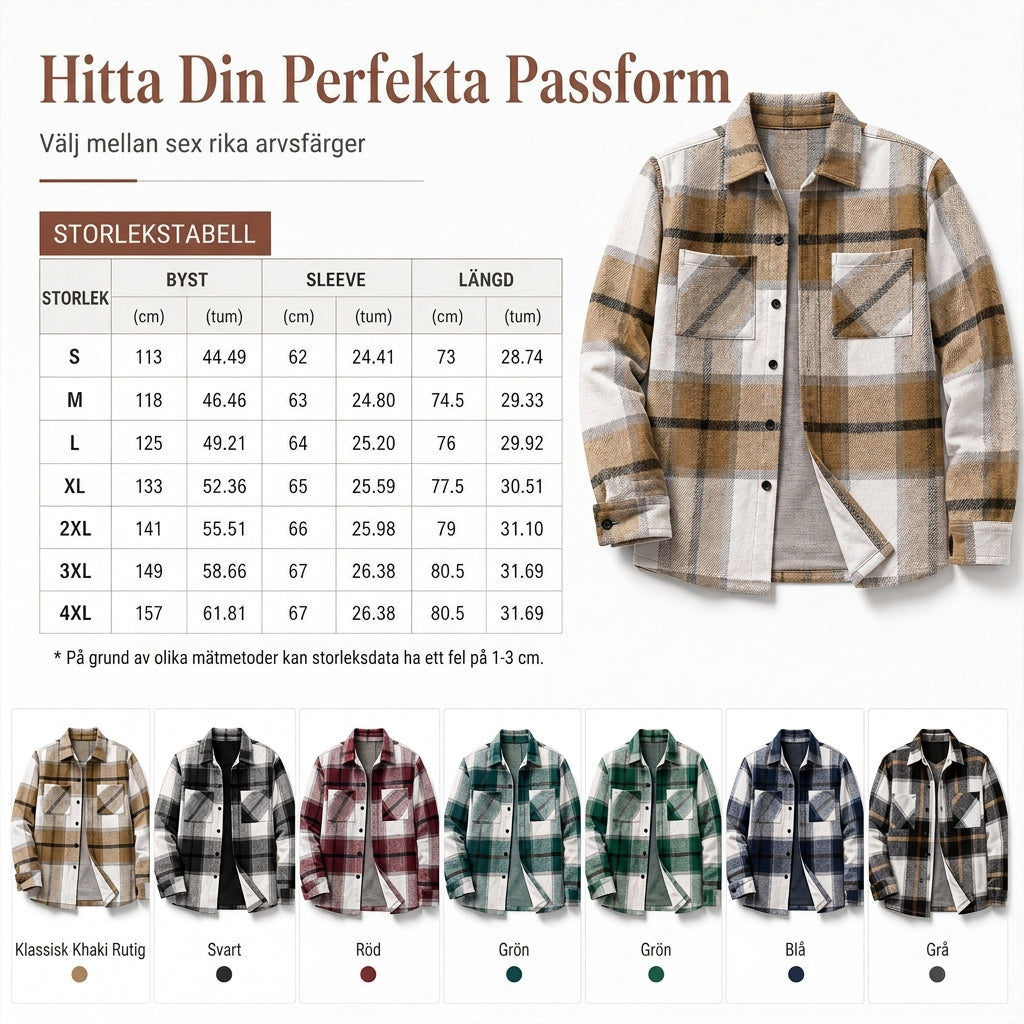 Casual rutig flannelskjorta för män-7