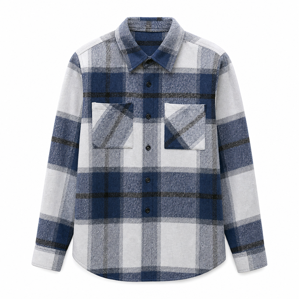 Casual rutig flannelskjorta för män-11