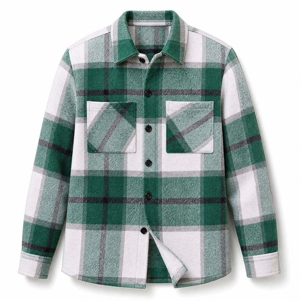 Casual rutig flannelskjorta för män-12