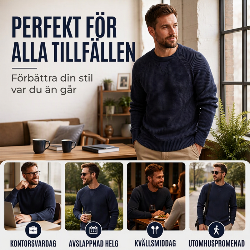 📢🎉50% rabatt!!!🛍️🧶 Klassisk rundhalsad tröja för män – mjuk, bekväm och passar alltid-5