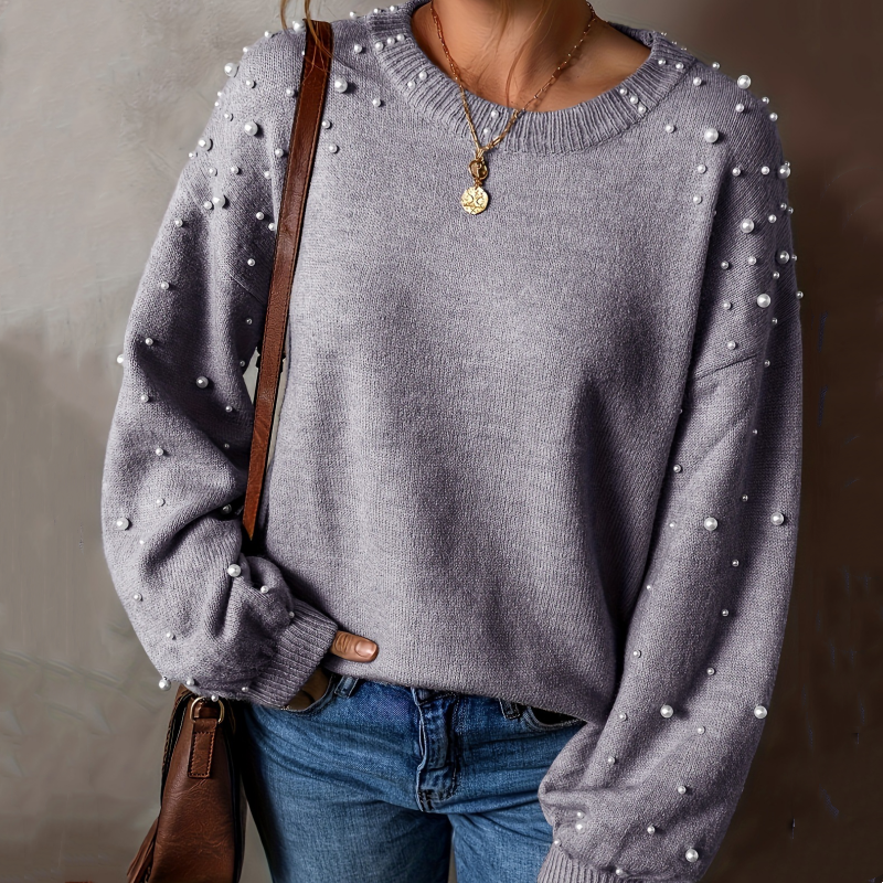 ☁️Mjuk Värme, Höst & Vinter Essentiell🧶 Dam Rund Hals Pullover Tröja – Andningsbar & Hudvänlig, Varm & Mysig | Perfekt Höst/Vinter Stickad ✨-12