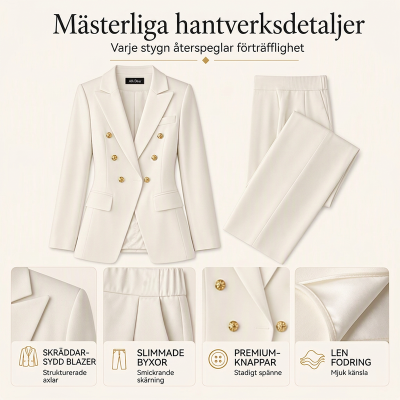Elegant tvådelad blazer och byxdress för kvinnor-1