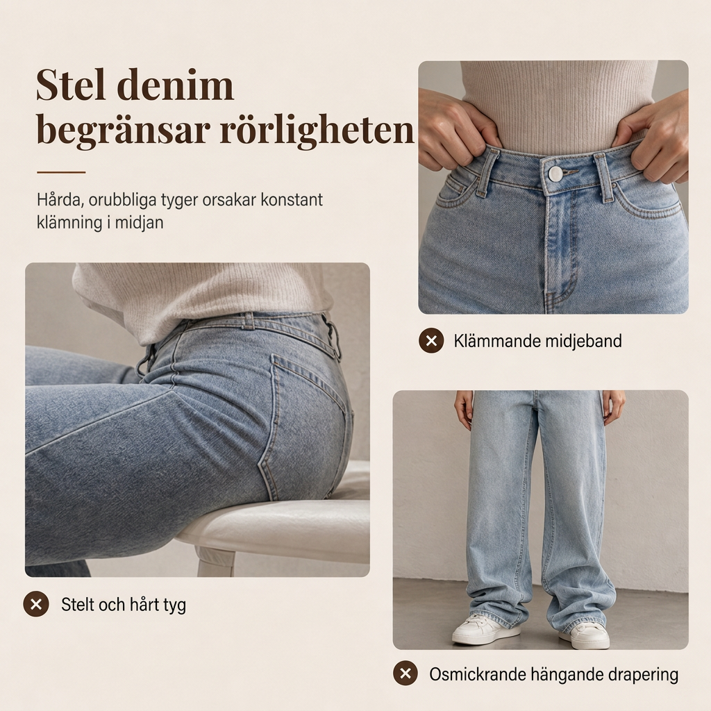 Dam jeans med retro hög midja och breda ben, draperande golvlånga byxor-1