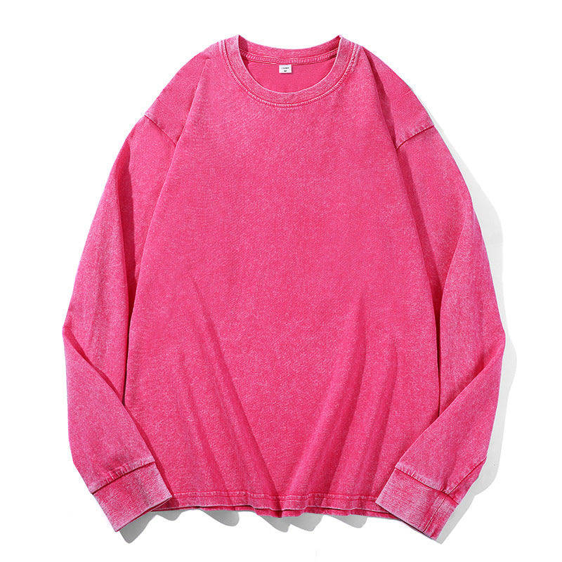 Vintagetvättad långärmad t-shirt-10
