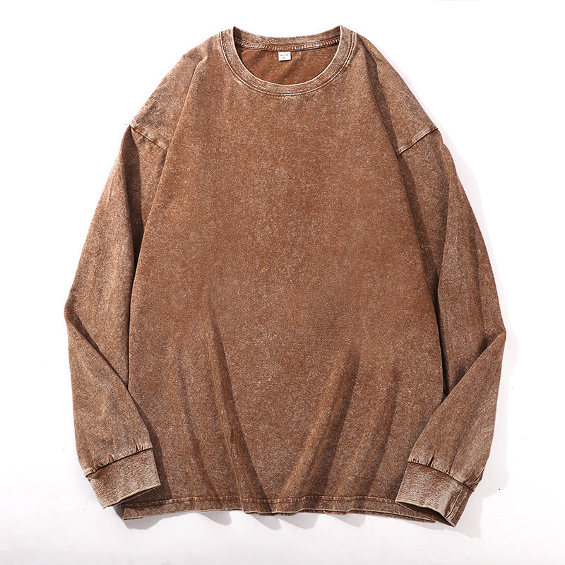 Vintagetvättad långärmad t-shirt-12