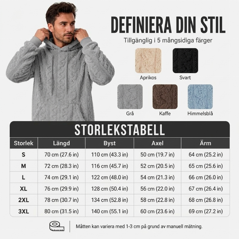 Herrars varm kabelstickad huvtröja för vinter-2