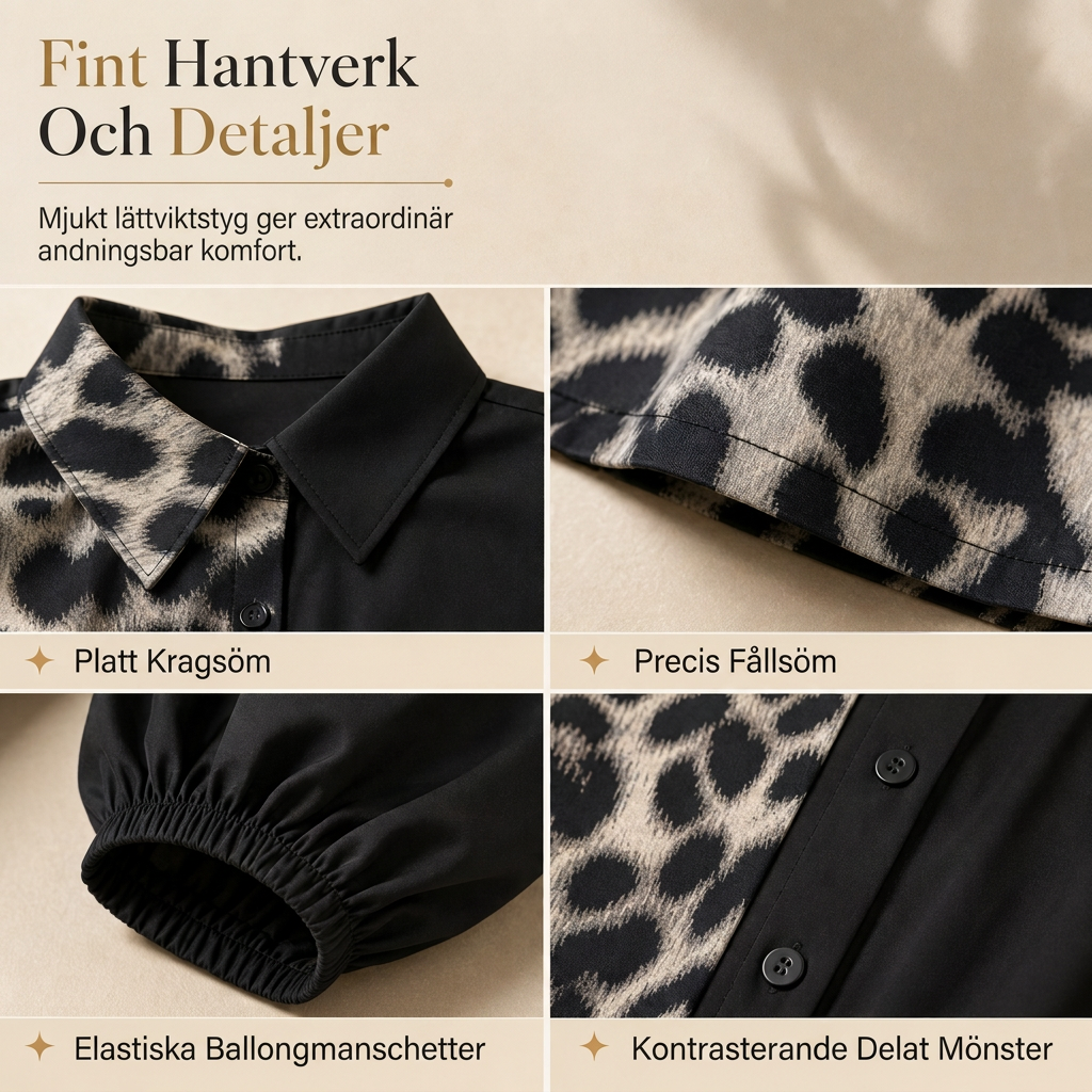 50 % RABATT🖤 🐆Långärmad miniklänning för damer med leopardmönster och kontrasterande lappar samt bälte-4