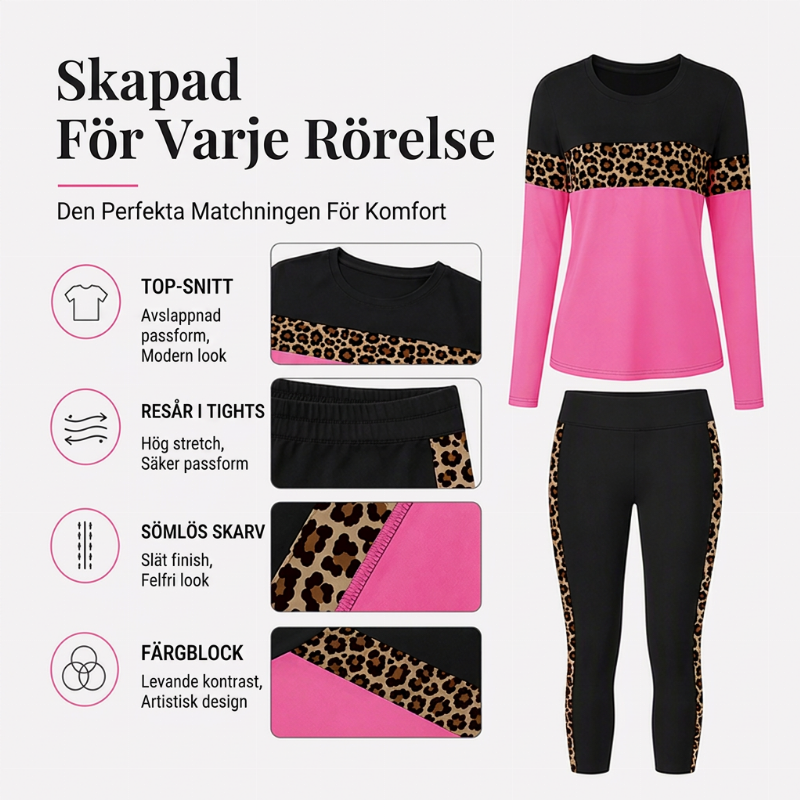 Damens lediga set i leopardmönster, 2 delar-1
