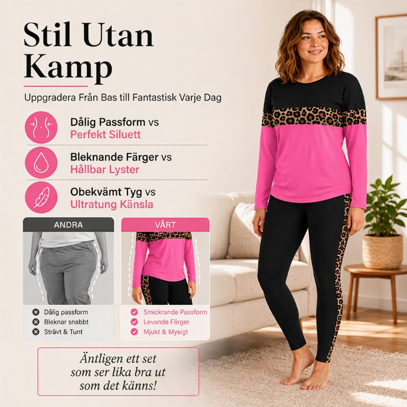Damens lediga set i leopardmönster, 2 delar-3