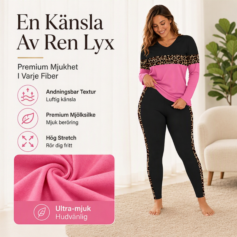 Damens lediga set i leopardmönster, 2 delar-4