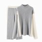 🍂 Höst-/vintererbjudande ✨ 2-delat stickat set för damer i färgblock – varm tröja och elegant kjol för en chic look-9