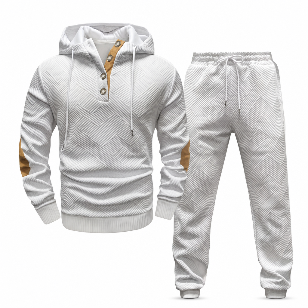 🔥Fri frakt✈️2-delat jacquard-träningsset för herrar – avslappnad hoodie med matchande joggingbyxor, bekvämt och snyggt för hösten och vintern 👕-8