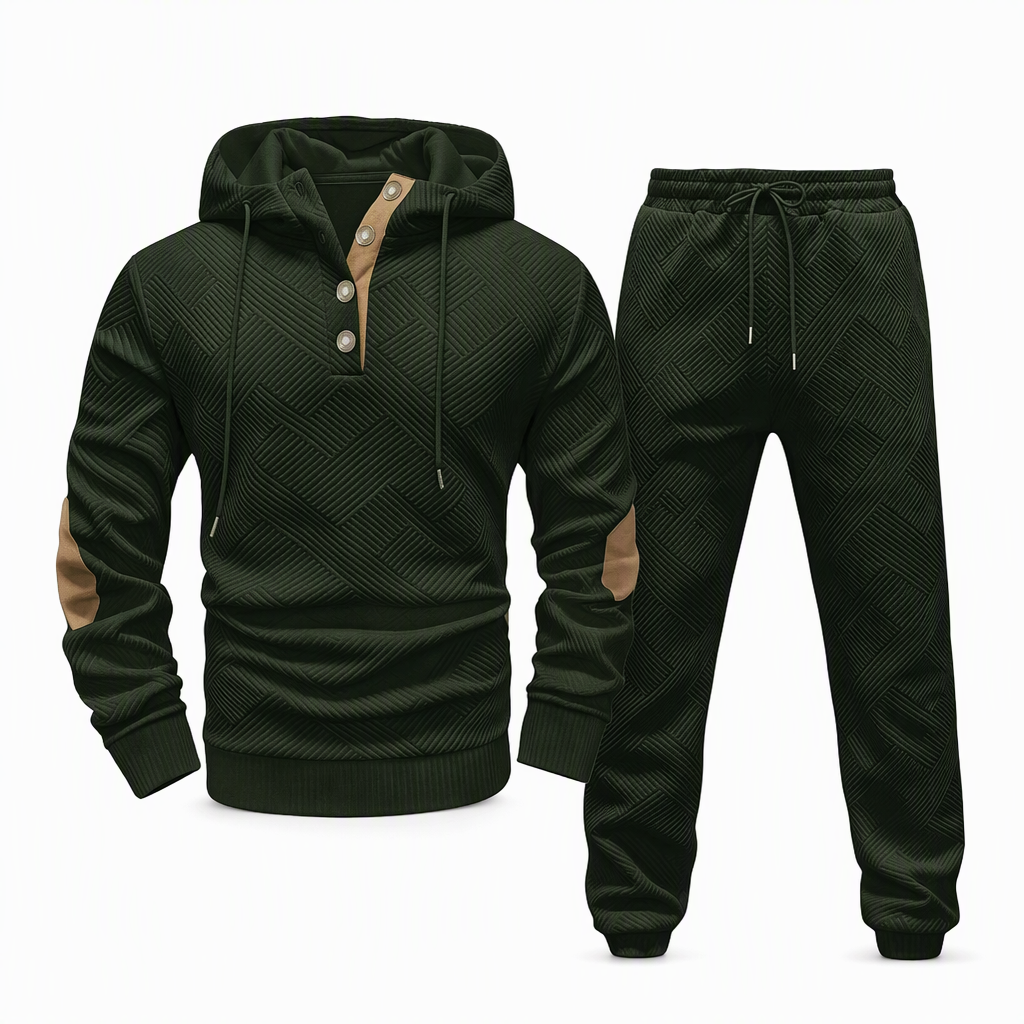 🔥Fri frakt✈️2-delat jacquard-träningsset för herrar – avslappnad hoodie med matchande joggingbyxor, bekvämt och snyggt för hösten och vintern 👕-11