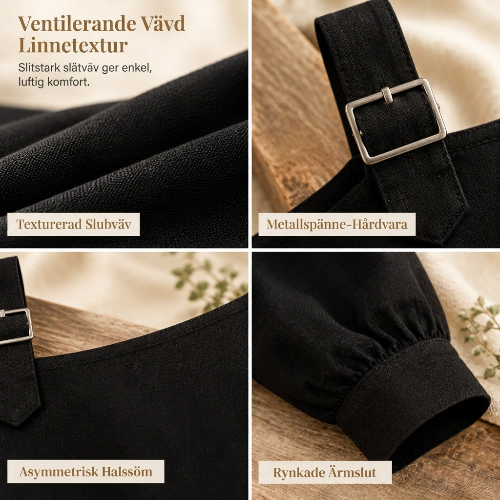 ✨Asymmetrisk design, unik & snygg – Dam en-axel linne-topp ✨-5