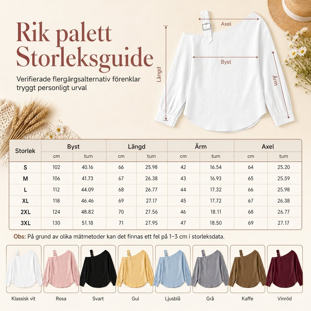✨Asymmetrisk design, unik & snygg – Dam en-axel linne-topp ✨-8