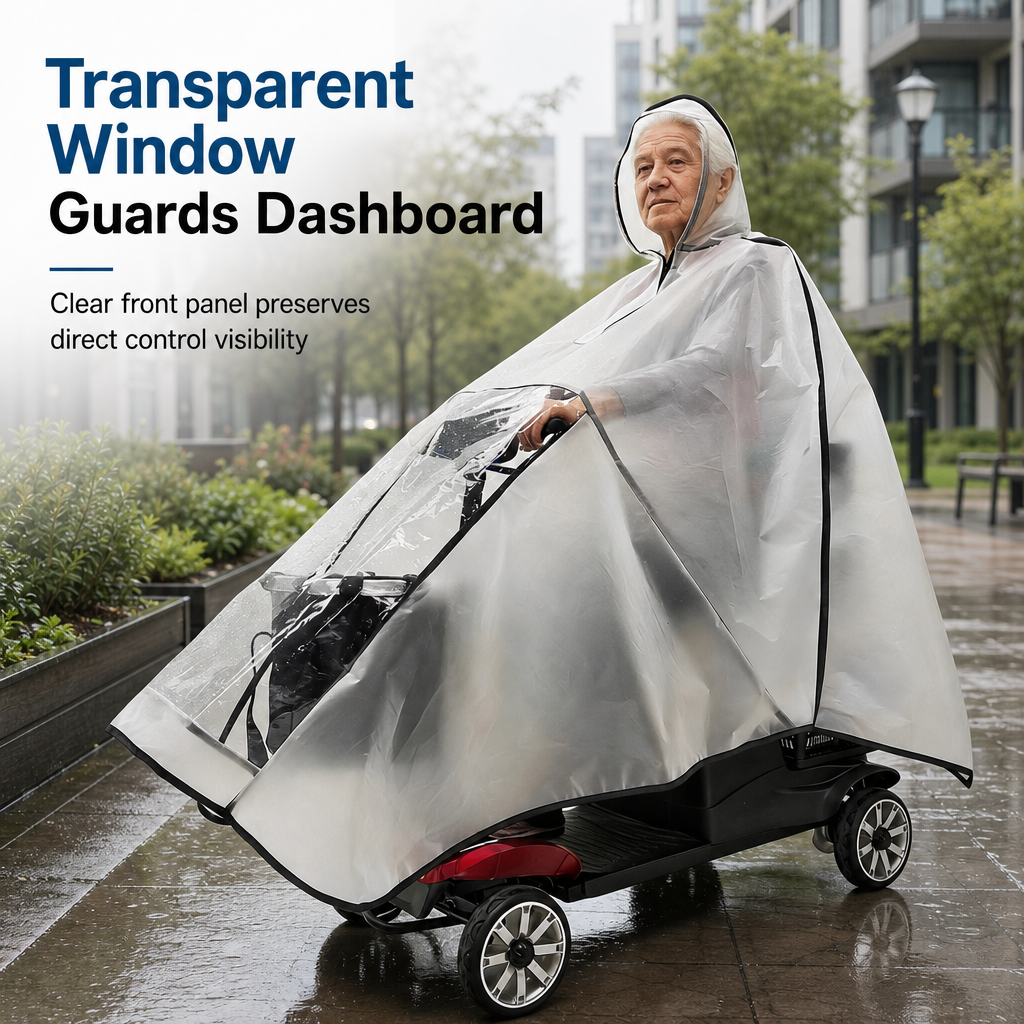 🔥🎁Nyhet 50 % RABATT🔥🌧️ REA! Förtjockad vattentät poncho för mobilitetsskotrar – håller förare & fordon torrt i regnväder-2