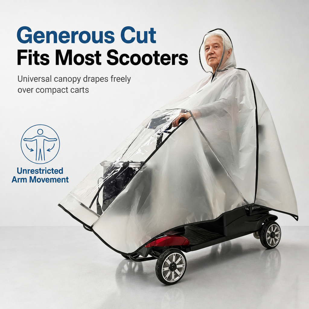 🔥🎁Nyhet 50 % RABATT🔥🌧️ REA! Förtjockad vattentät poncho för mobilitetsskotrar – håller förare & fordon torrt i regnväder-5