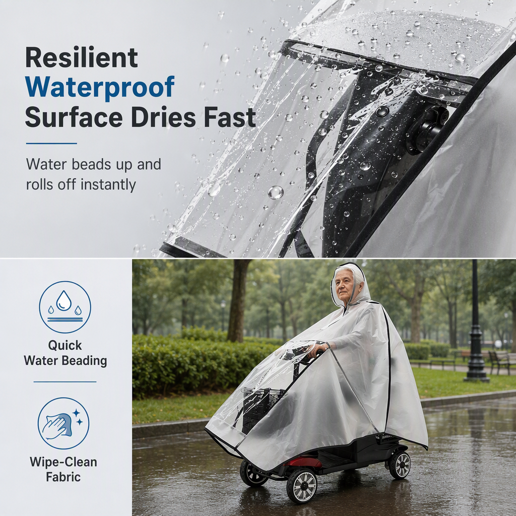 🔥🎁Nyhet 50 % RABATT🔥🌧️ REA! Förtjockad vattentät poncho för mobilitetsskotrar – håller förare & fordon torrt i regnväder-6