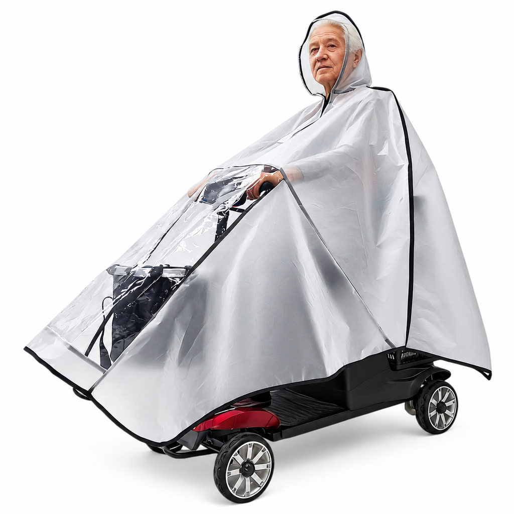 🔥🎁Nyhet 50 % RABATT🔥🌧️ REA! Förtjockad vattentät poncho för mobilitetsskotrar – håller förare & fordon torrt i regnväder-8