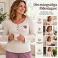 📢🎉50 % rabatt!!!🛍️✨Pyjamas-set med ribbad tröja för damer med hjärtbroderi