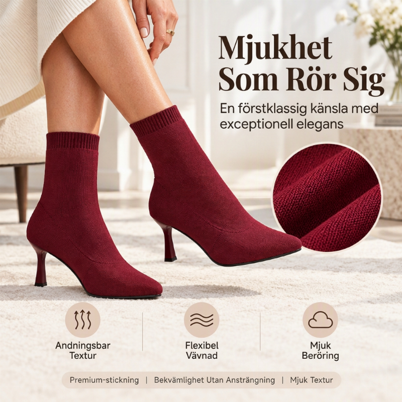 👠Snygga stickade stilettstövlar med spetsig tå för damer-4