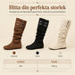 👢Dam Retro Mocka Slouchy Knähöga Stövlar Bekväm Platt Dubbel Spänne Höga Stövlar-7