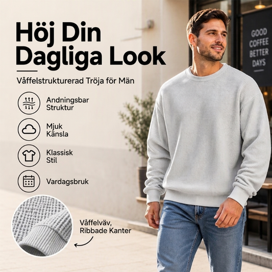 Herrtröja med rund hals i våffstickning